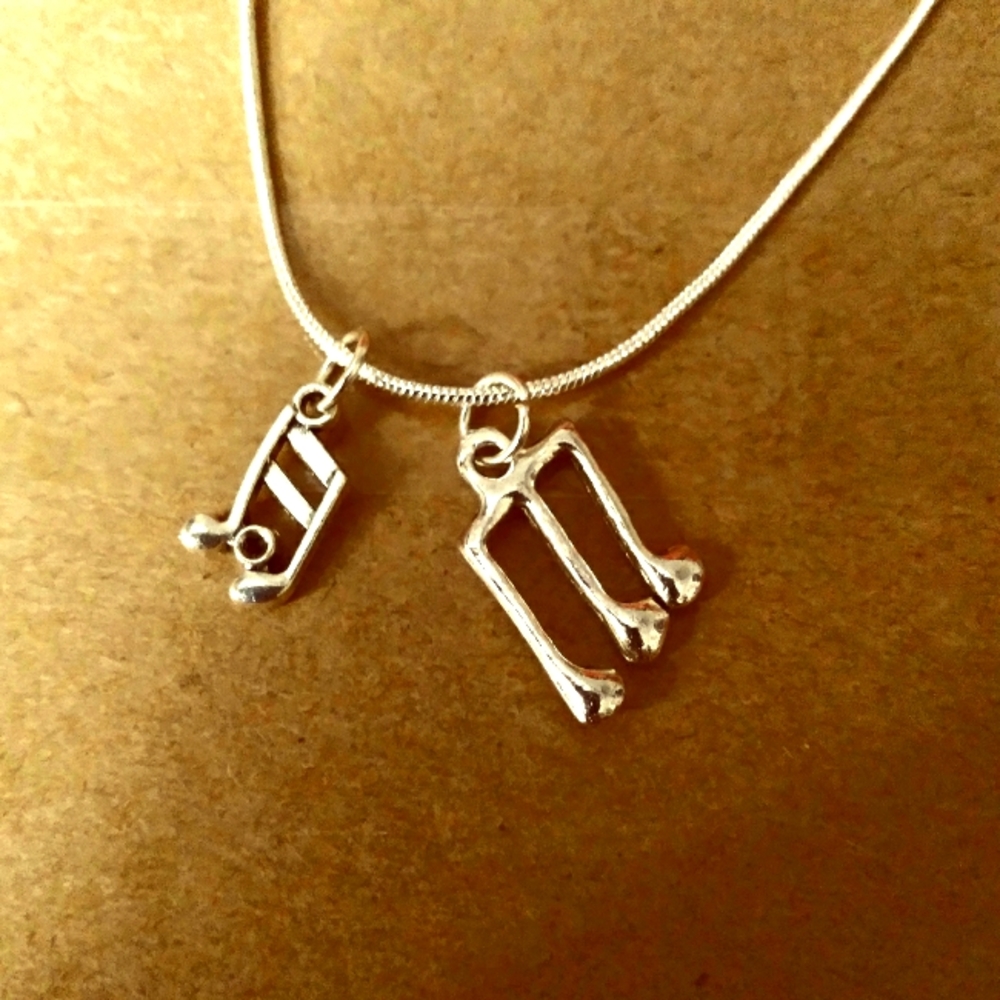 Writing Notes 925 Sterling Silver Necklace with Alloy Charms